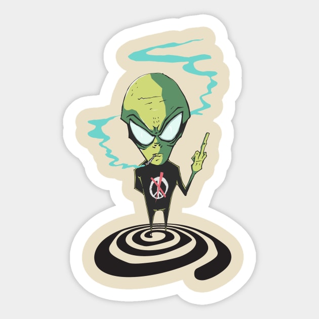 Alien No Peace Sticker by Rebel Designs Merch